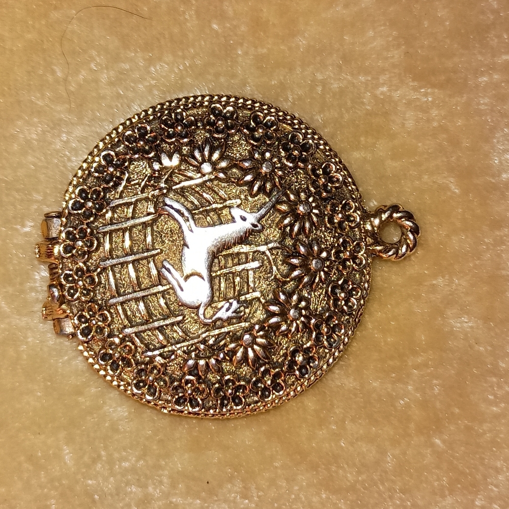 Vintage Unicorn Necklace, Unicorn Locket, Corday Perfume Locket.